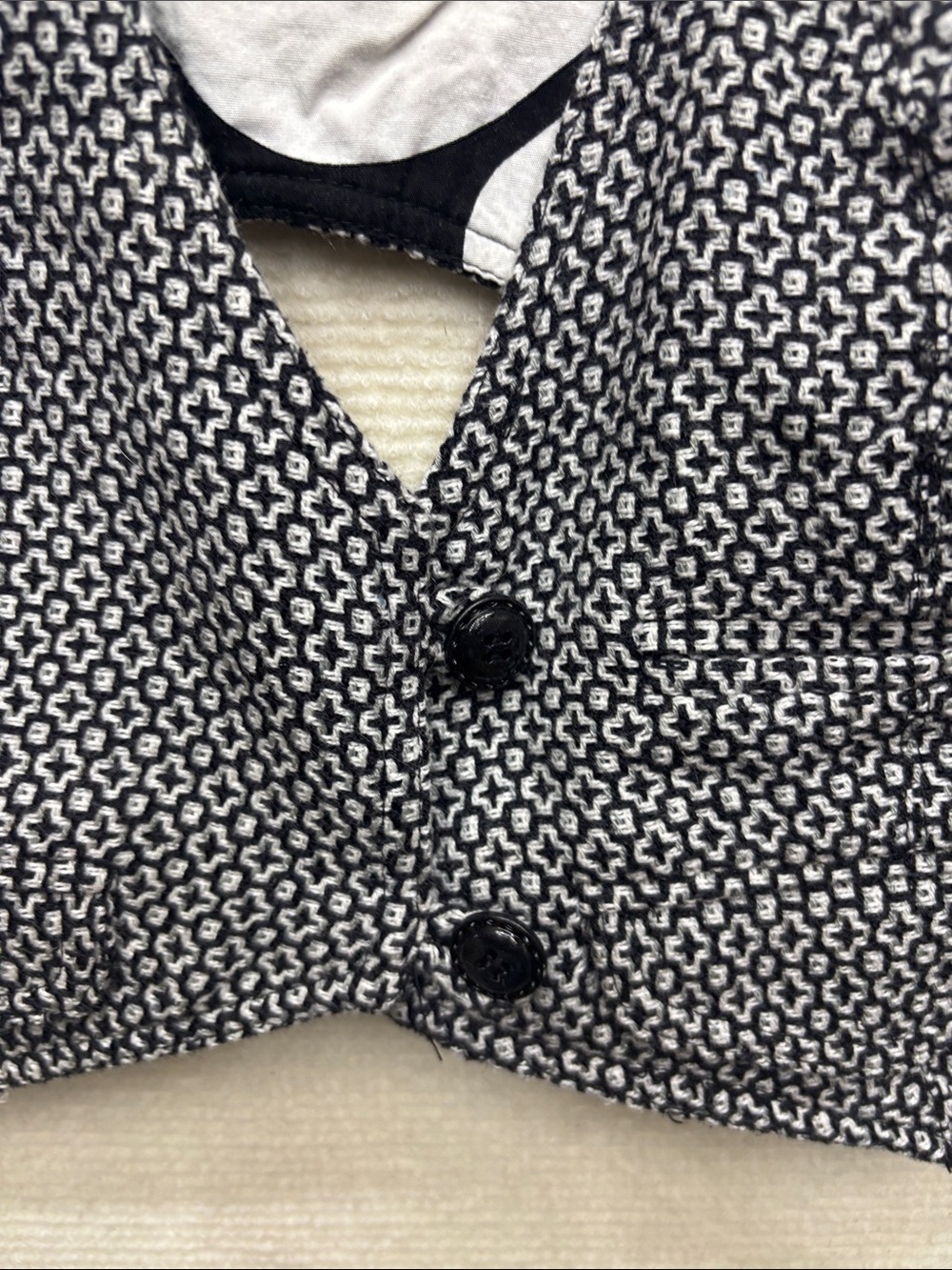 Jolt vintage Black & White Patterned Vest large - Picture 3 of 7